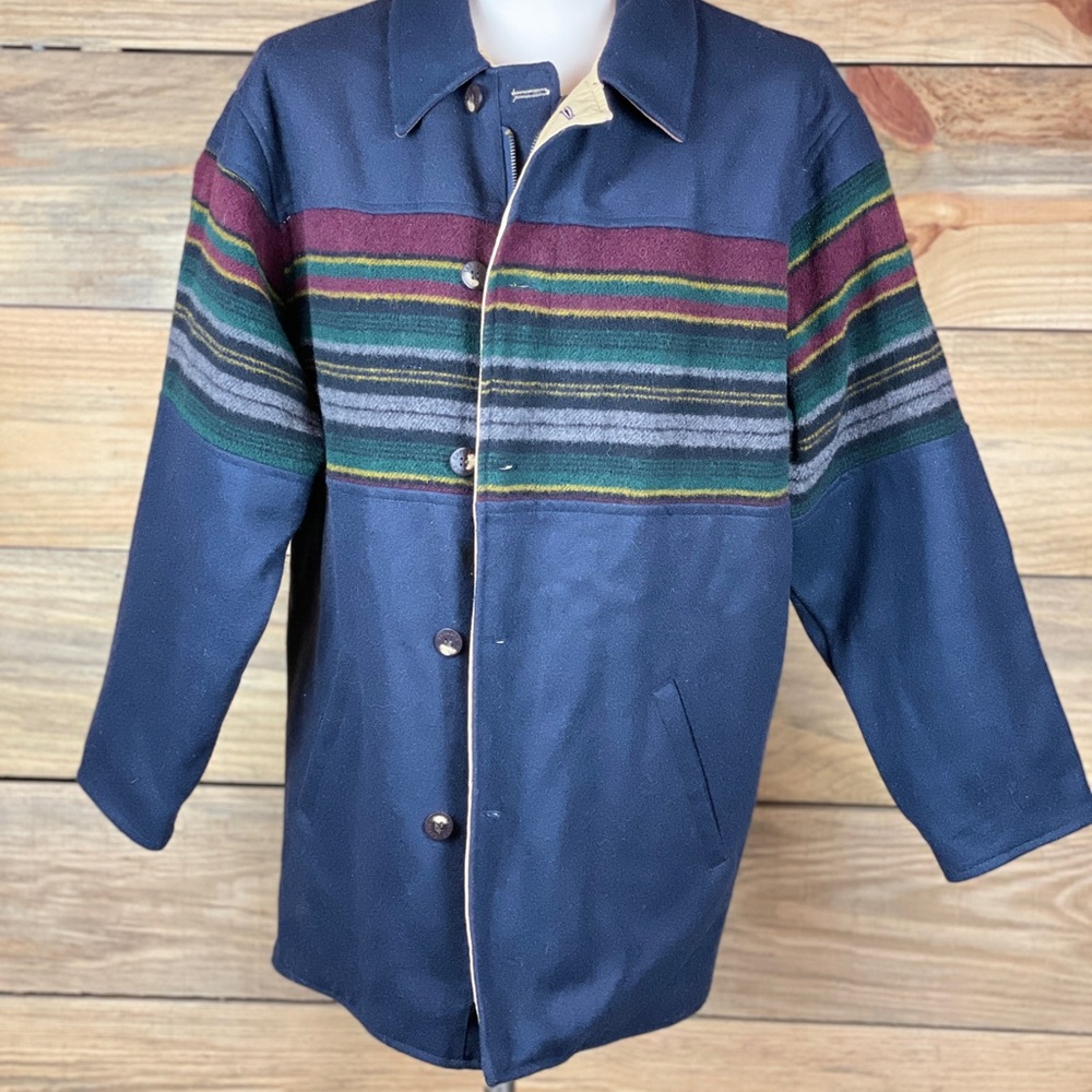 Vintage Express Reversible Barn Coat Jacket Wool Blend Women Size Small